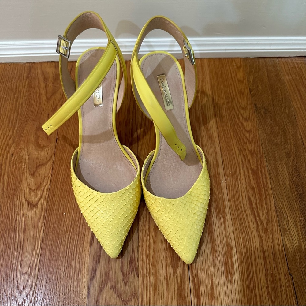 Louise et Cie Yellow Kota Pointed Toe Pumps with Ankle Strap — Size 8.5